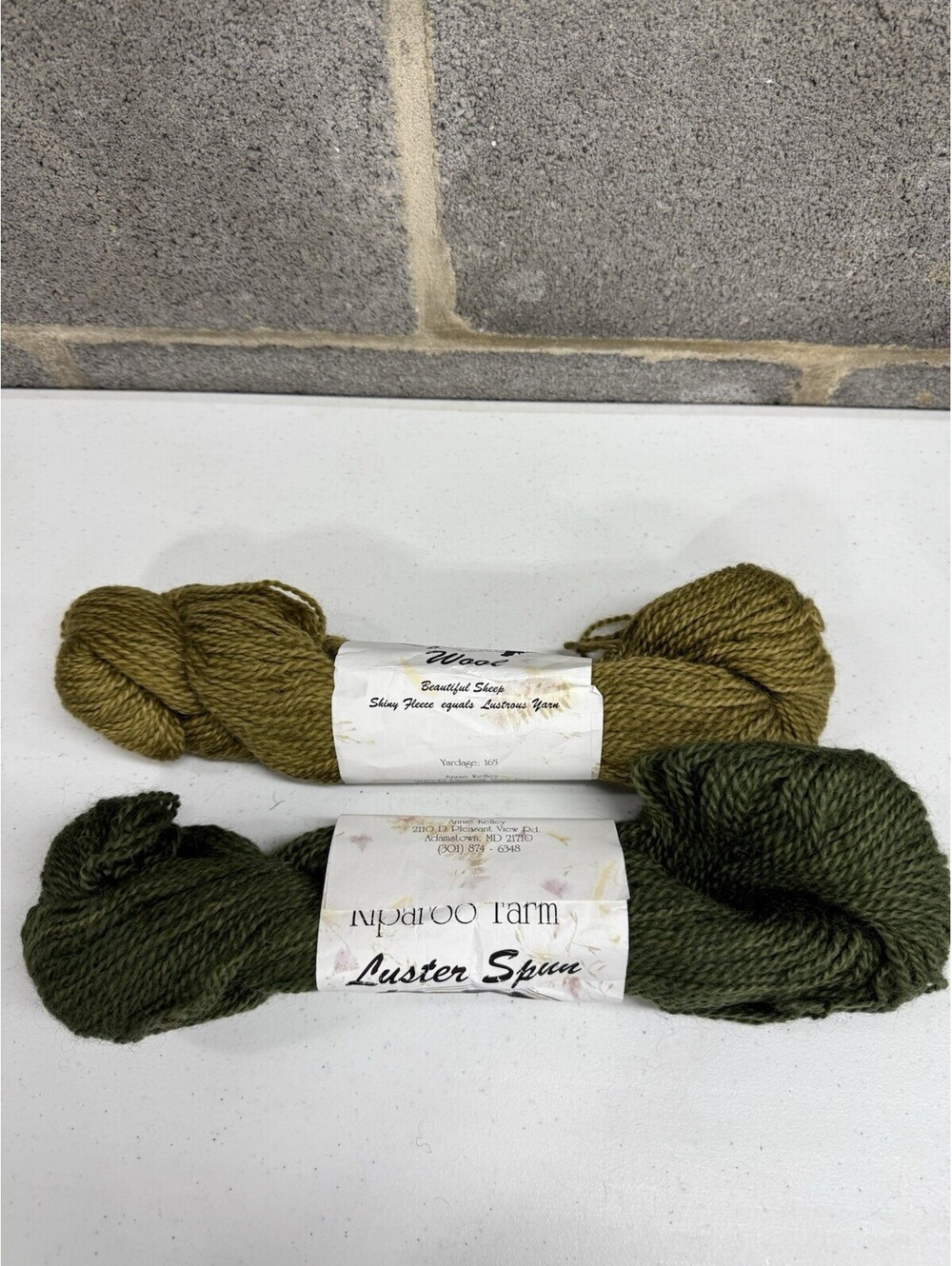 Kiparoo Farm Luster Spun Wool Shades Of Green 2 Skein Lot